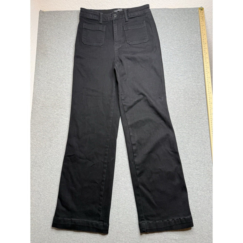 Judy Blue Black Straight Fit High Rise Raw Hem Patch Pocket Jeans JB88827 9/29